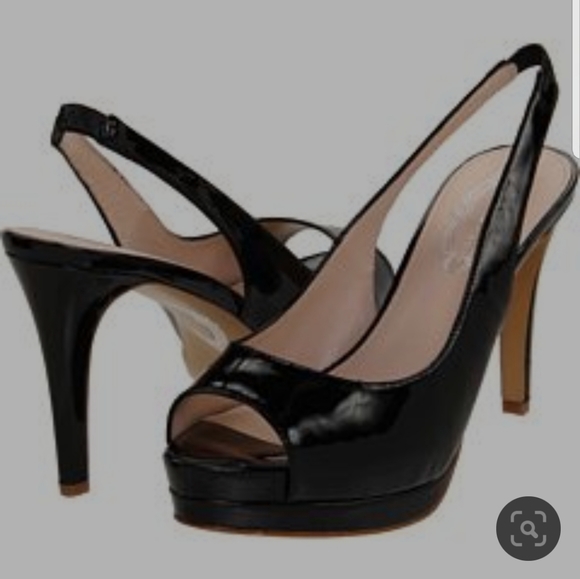 Elie Tahari "Ali" Black Slingback Peep-toe heels - Picture 1 of 3